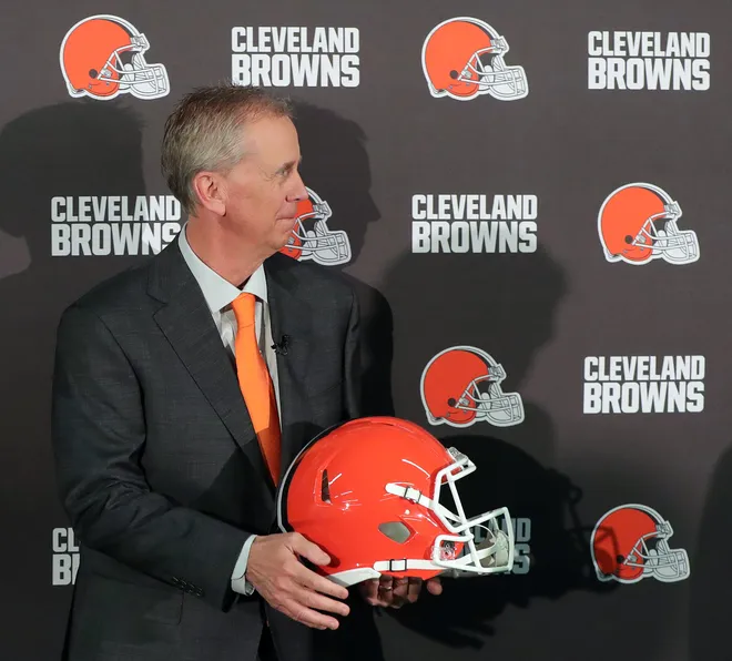 Cleveland Browns head coach Todd Monken during his introductory press conference.