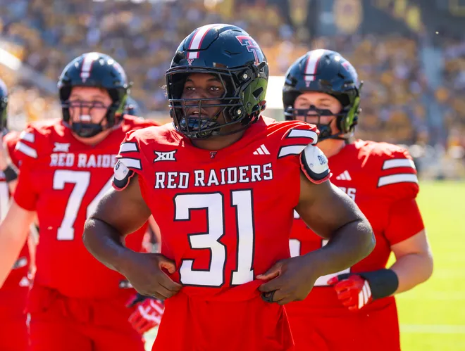 Oct 18, 2025; Tempe, Arizona, USA; Texas Tech Red Raiders linebacker David Bailey (31) against the Arizona State Sun Devils at Mountain America Stadium. Mandatory Credit: Mark J. Rebilas-Imagn Images