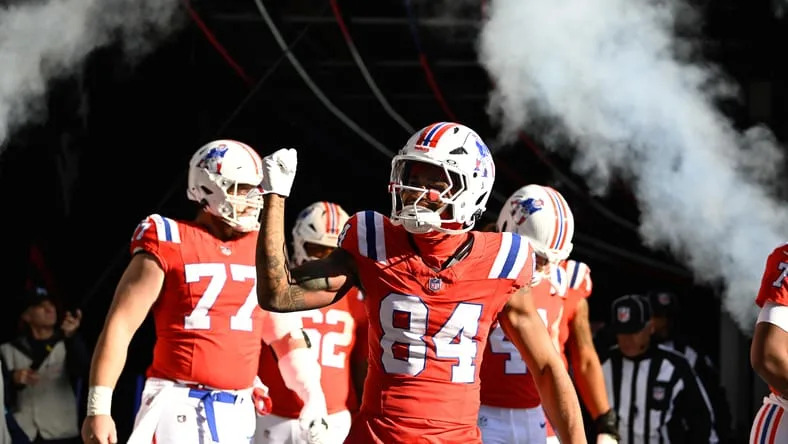Kendrick Bourne walks out of the tunnel before a Patriots home game at Gillette Stadium.