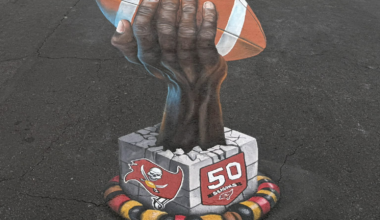 Tampa Bay Bucs unveil giant 3D chalk mural for Black History Month