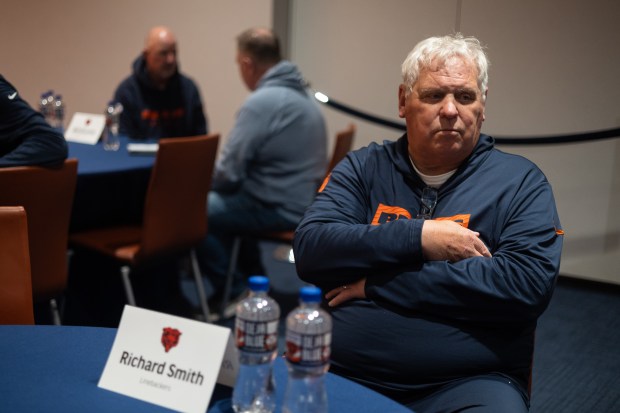 Bears linebackers coach Richard Smith on April 17, 2025, at Halas Hall. (Audrey Richardson/Chicago Tribune)