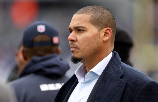 Bears general manager Ryan Poles on Dec. 22, 2024, at Soldier Field. (Chris Sweda/Chicago Tribune)