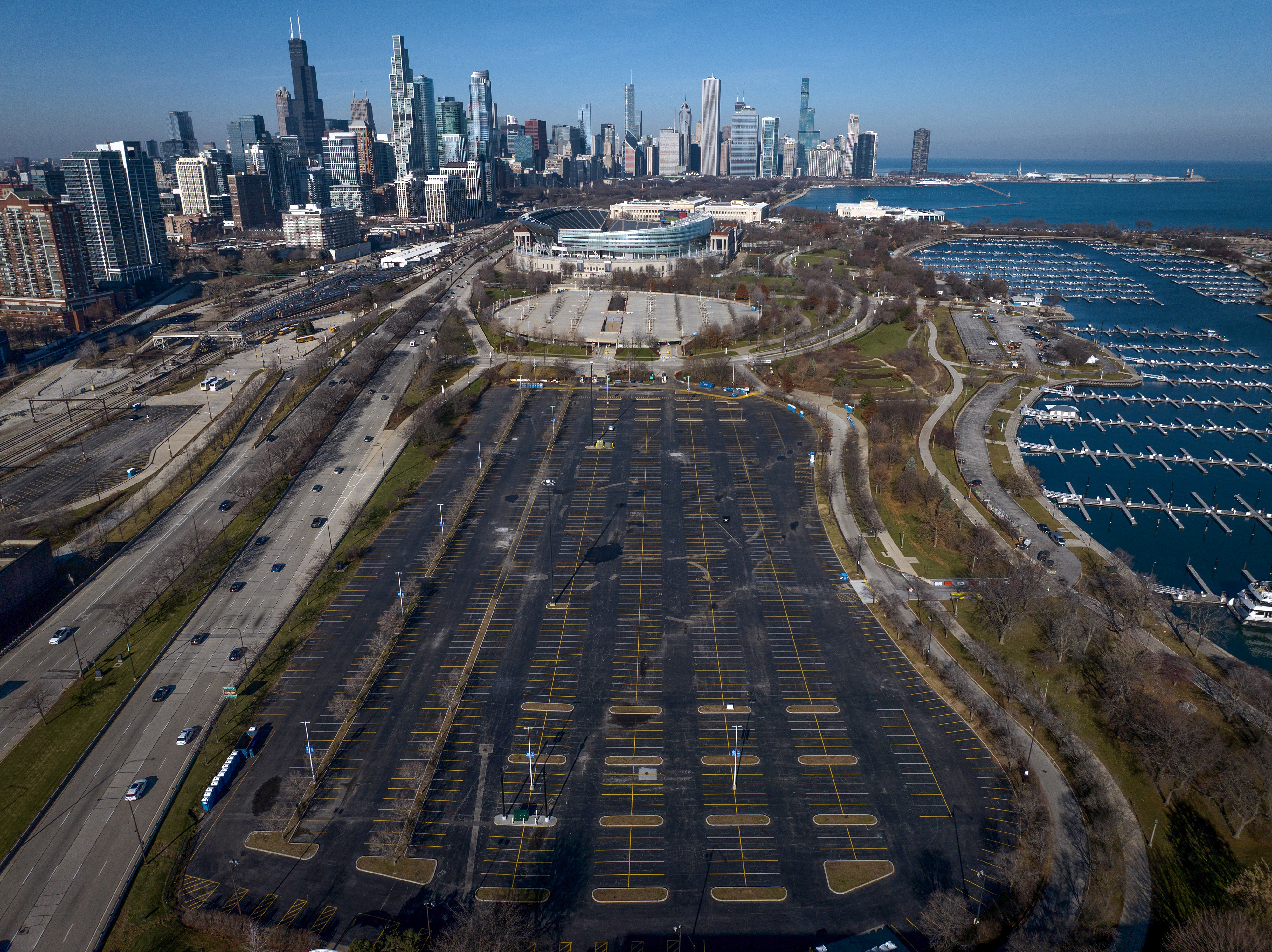 Soldier Field and the south parking areas on Dec. 5,...