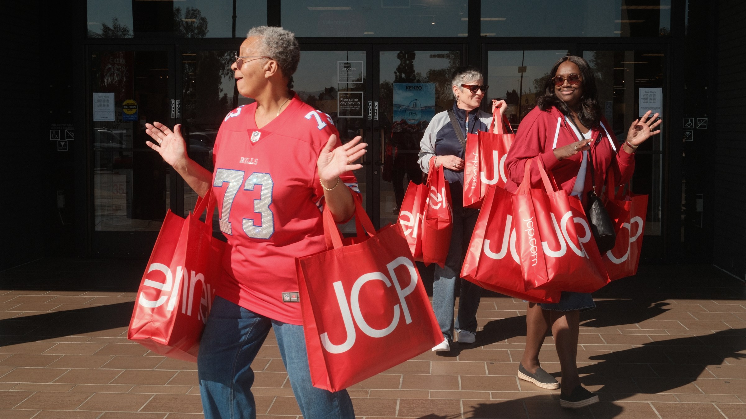 (Front to back: Lisa Dawkins, Culetta Beachum and Martha Thomas wrap a successful shopping spree hosted by JCPenney in Eastridge Shopping Center in San Jose, CA on Feb. 4.