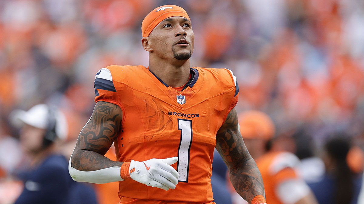 Denver Broncos tight end Evan Engram (1) in the second half at Empower Field at Mile High.