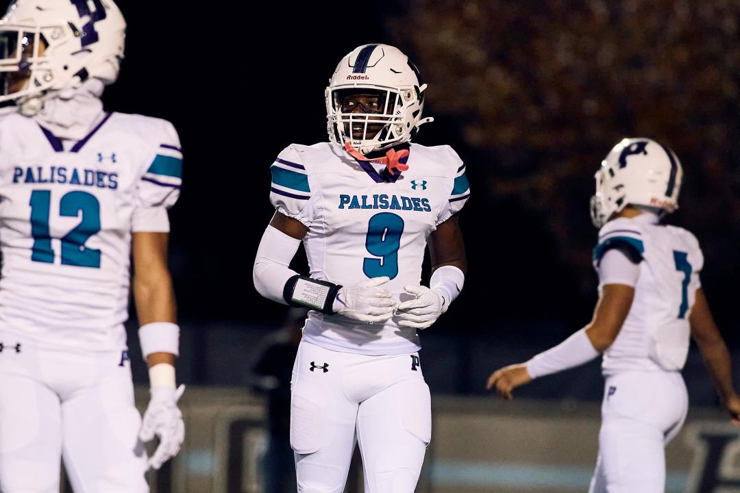 Nick Rankin (9) of Palisades. Hough defeated Palisades in the second round of the NCHSAA 8A Football Playoffs on November 14, 2025. (Photo: Matt Laczko/HighSchoolOT)