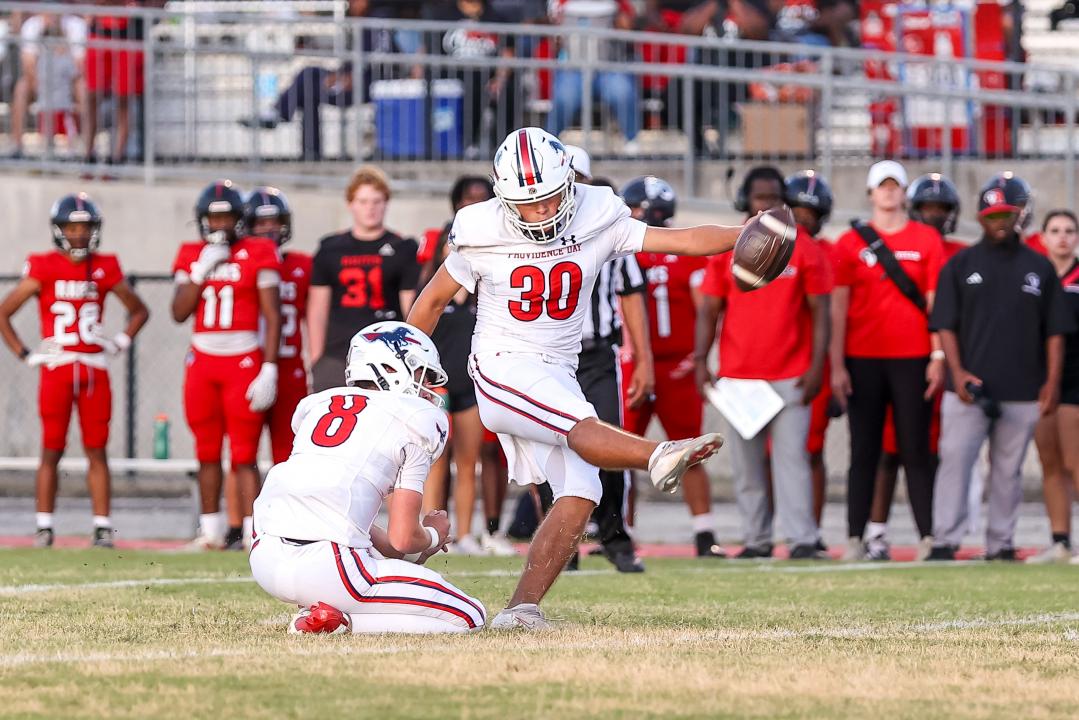 Jacob Baggett (30) of Providence Day. Providence Day defeats Rolesville on Aug. 29, 2025. (Photo: Jerrell Jordan/HighSchoolOT)