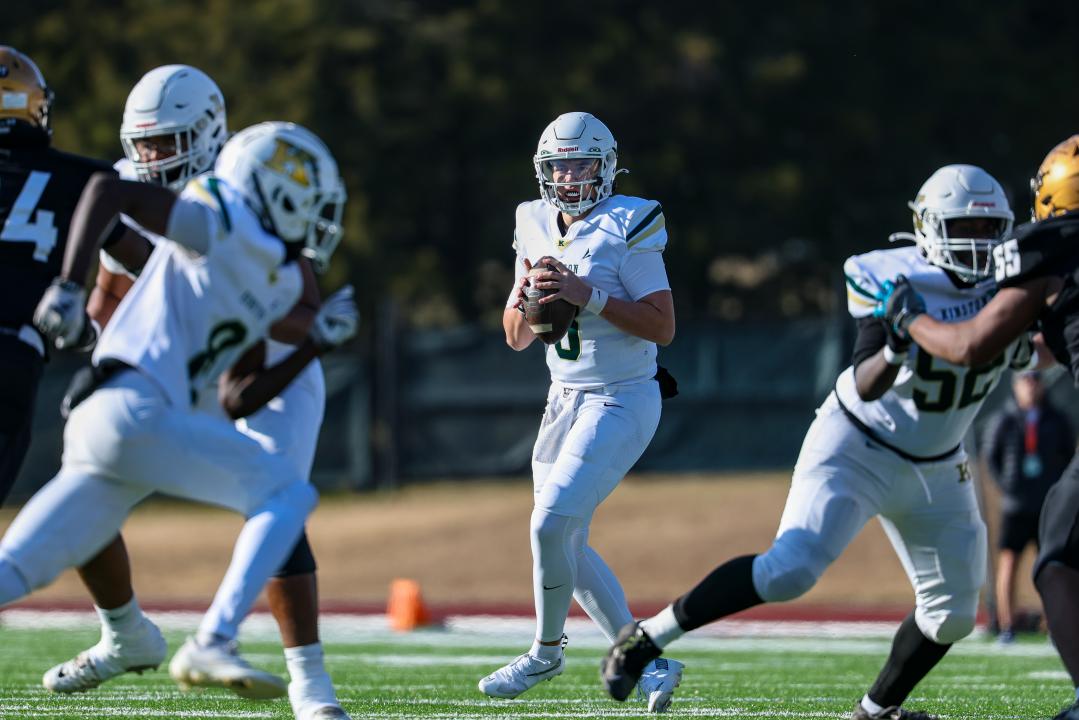 Tyler Jones (3) of Kinston. Shelby defeated Kinston in the NCHSAA 3A football state championship on December 13, 2025. (Photo: Joshua Chayer/HighSchoolOT)