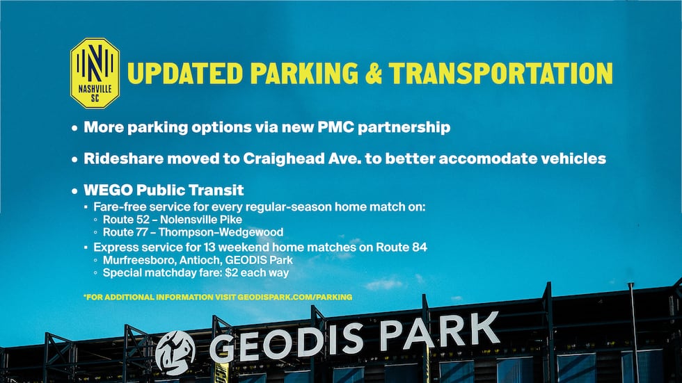 The Nashville Soccer Club is reminding visitors ahead of its next season that its parking and...