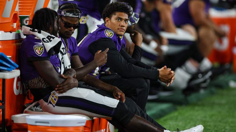 Tyler Huntley, Lamar Jackson and Kyle Hamilton