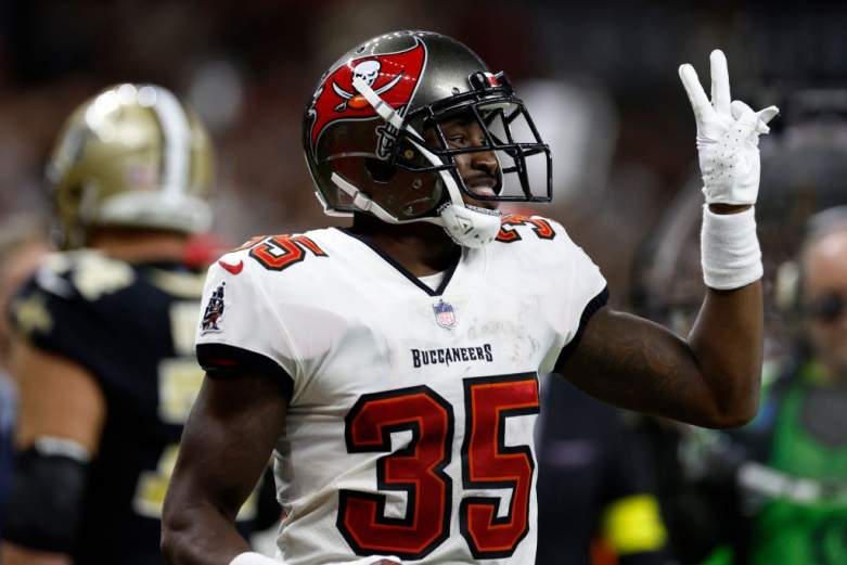Buccaneers cornerback Jamel Dean (#35) has been involved in trade rumors all offseason