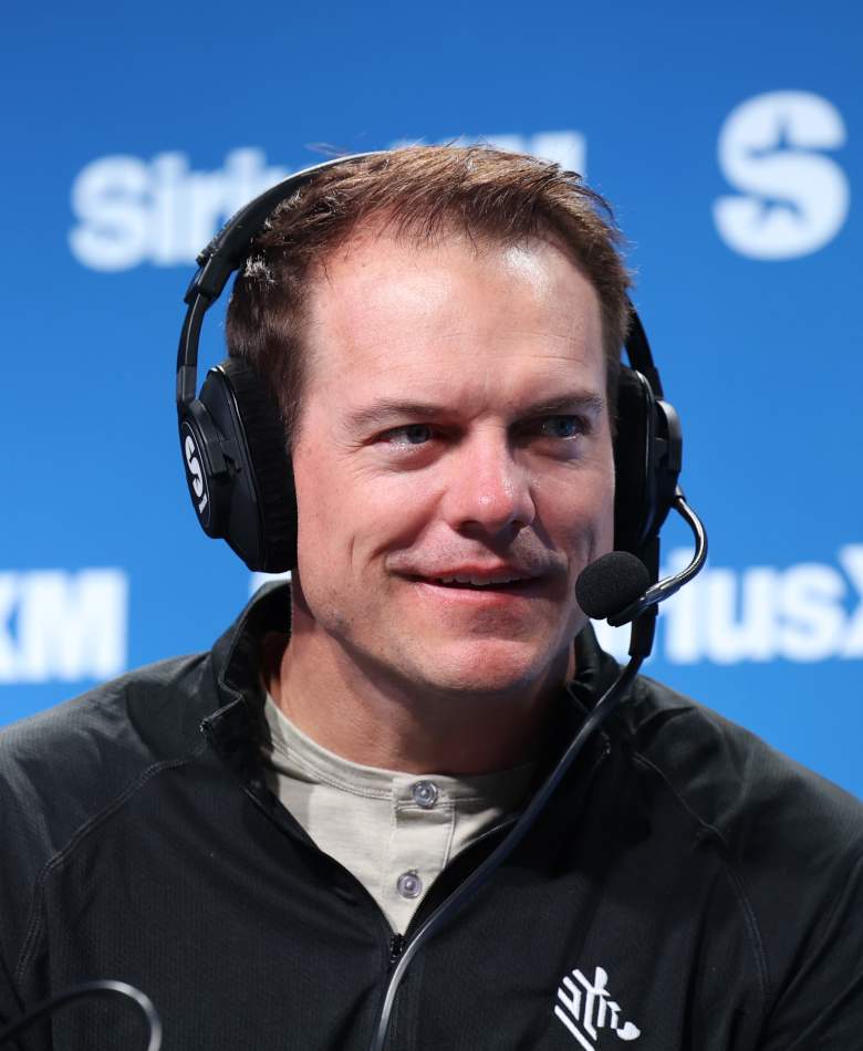 Minnesota Vikings head coach, Kevin O'Connell talking on Sirius XM on radio row at Super Bowl LIX. February 7, 2025.