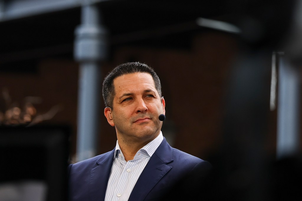 ESPN NFL Insider Adam Schefter on set ahead of Super Bowl LIX on February 07, 2025 in New Orleans, Louisiana.