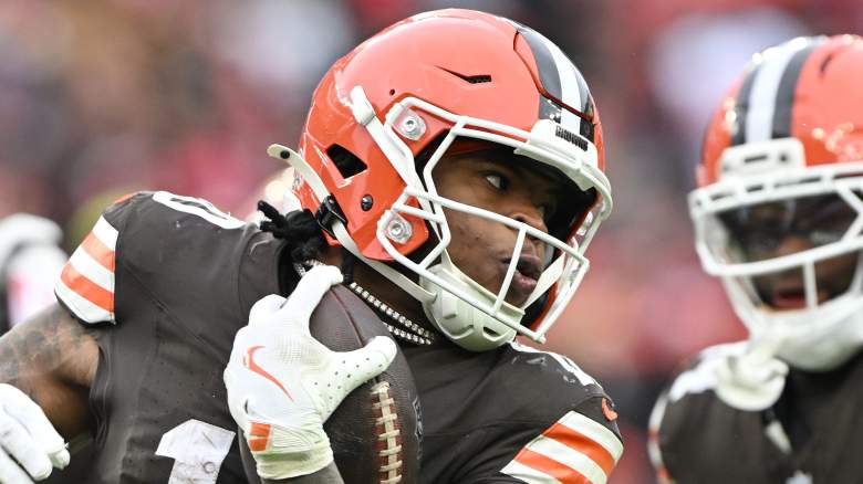 Cleveland Browns running back Quinshon Judkins is out of his boot.