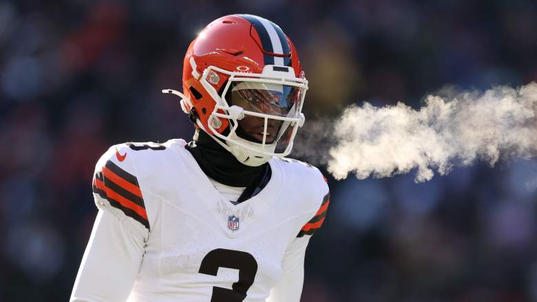 Jerry Jeudy #3 of the Cleveland Browns looks on against the Chicago Bears at Soldier Field on December 14, 2025 in Chicago, Illinois. (Photo by Michael Reaves/Getty Images)