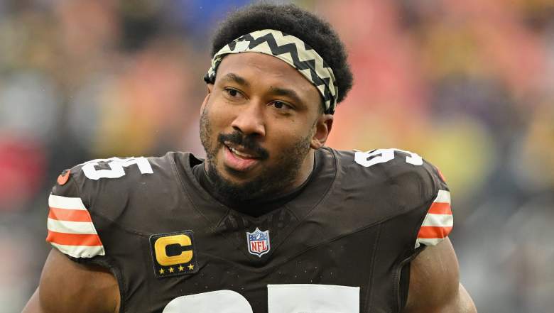 Cleveland Browns star Myles Garrett is at the Olympics cheering on Chloe Kim.