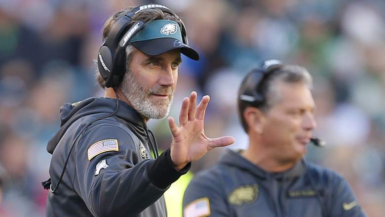 Cory Undlin, then of the Philadelphia Eagles, stands with jim Schwartz. Undlin could replace Schwartz as the defensive coordinator of the Cleveland Browns.