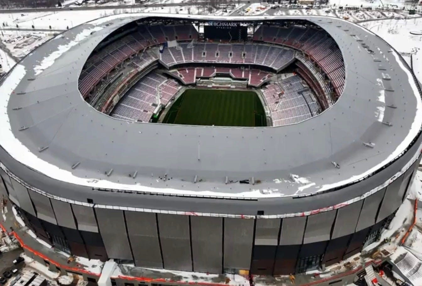 Drone footage captures progress at Highmark Stadium
