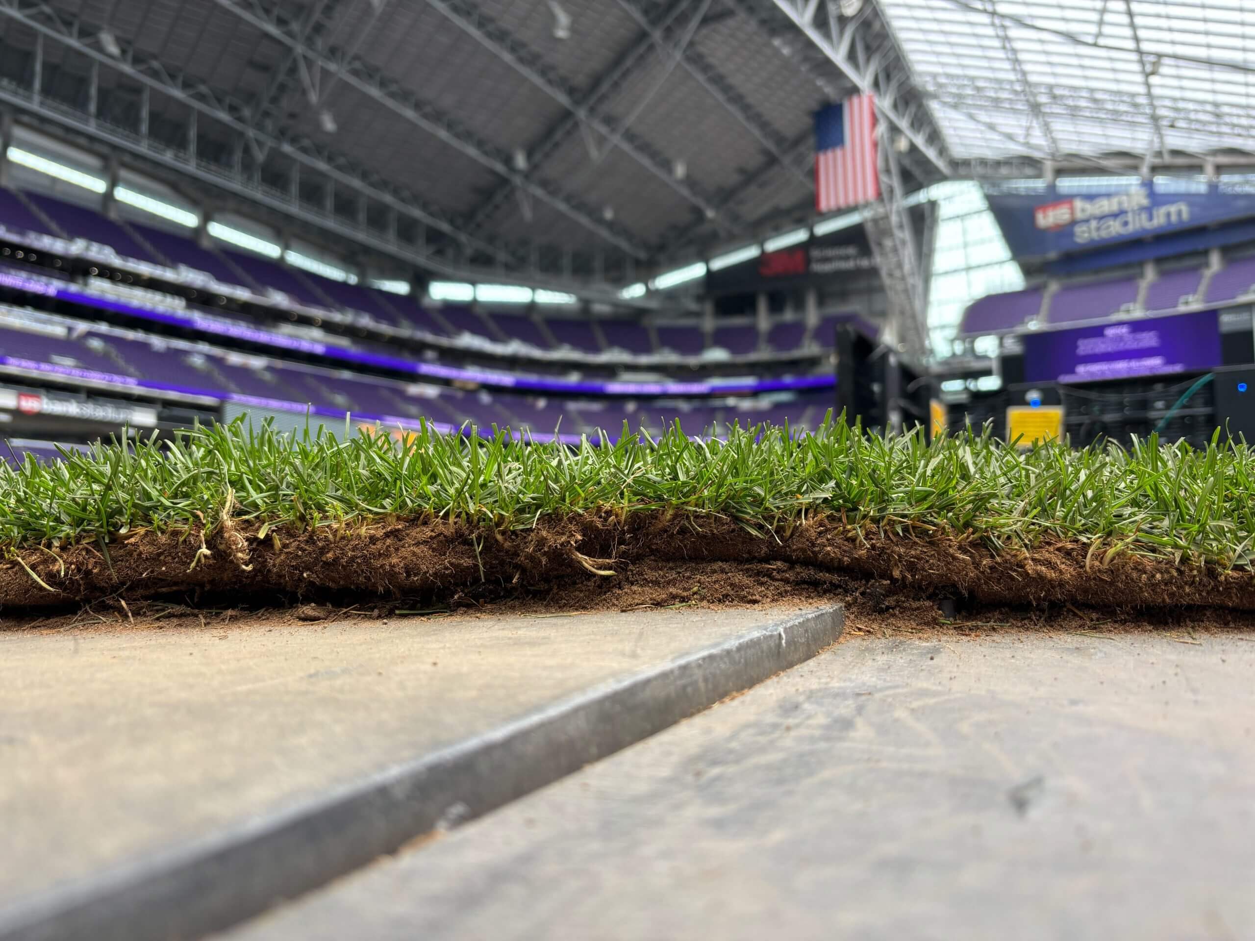 Grass laid over a non-grass stadium at the 2025 Concacaf Gold Cup
