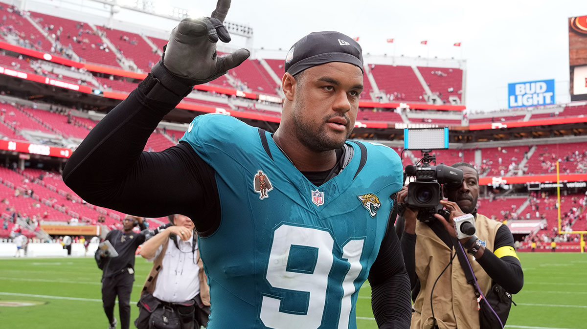 Jacksonville Jaguars defensive tackle Arik Armstead (91) after the game against the San Francisco 49ers at Levi's Stadium.