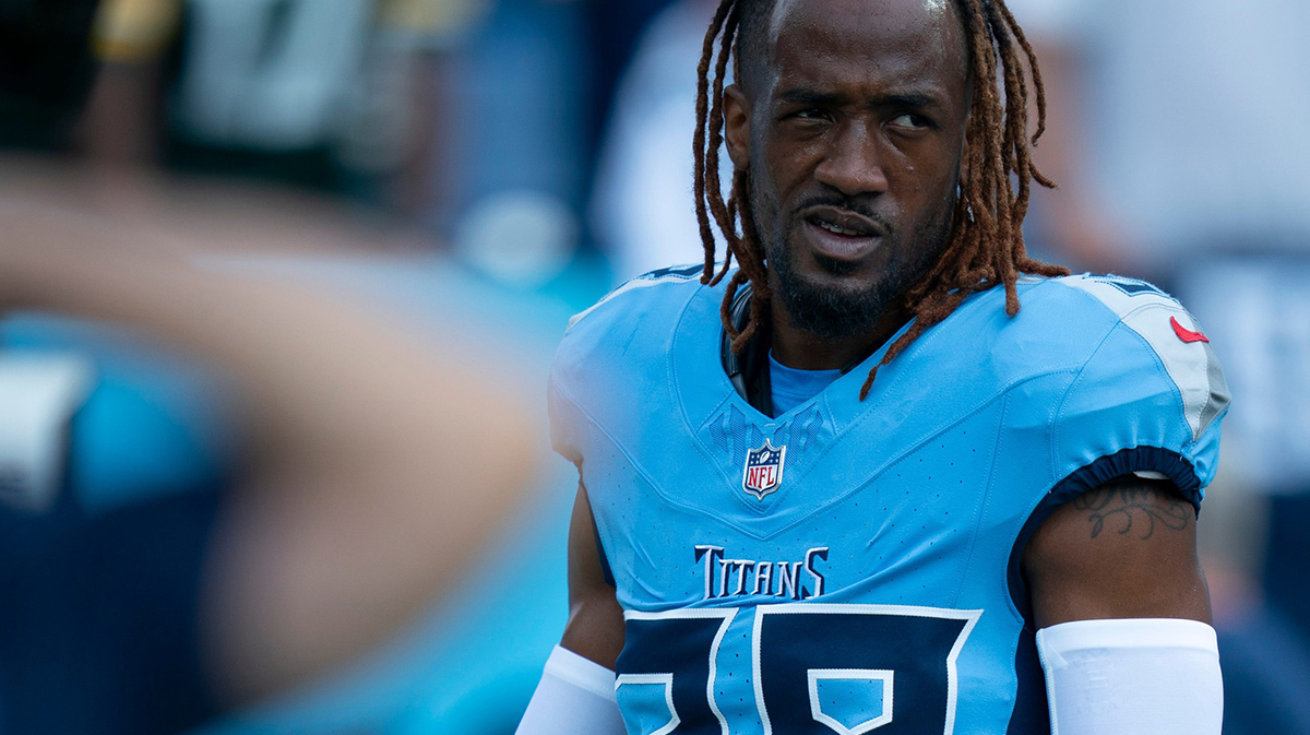 Tennessee Titans cornerback L'Jarius Sneed (38) goes through warmups before their game against the Green Bay Packers at Nissan Stadium in Nashville, Tenn., Sunday, Sept. 22, 2024.