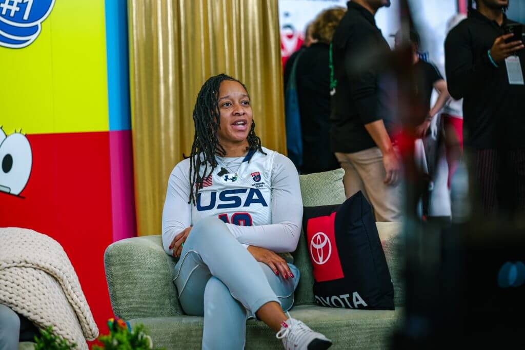 Team USA safety Amber Clark Robinson makes an appearance during Super Bowl week.