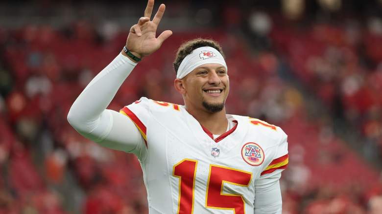 Quarterback Patrick Mahomes #15 of the Kansas City Chiefs reacts to fans as he walks off the field during the NFL Preseason 2025 game against the Arizona Cardinals at State Farm Stadium on August 09, 2025 in Glendale, Arizona