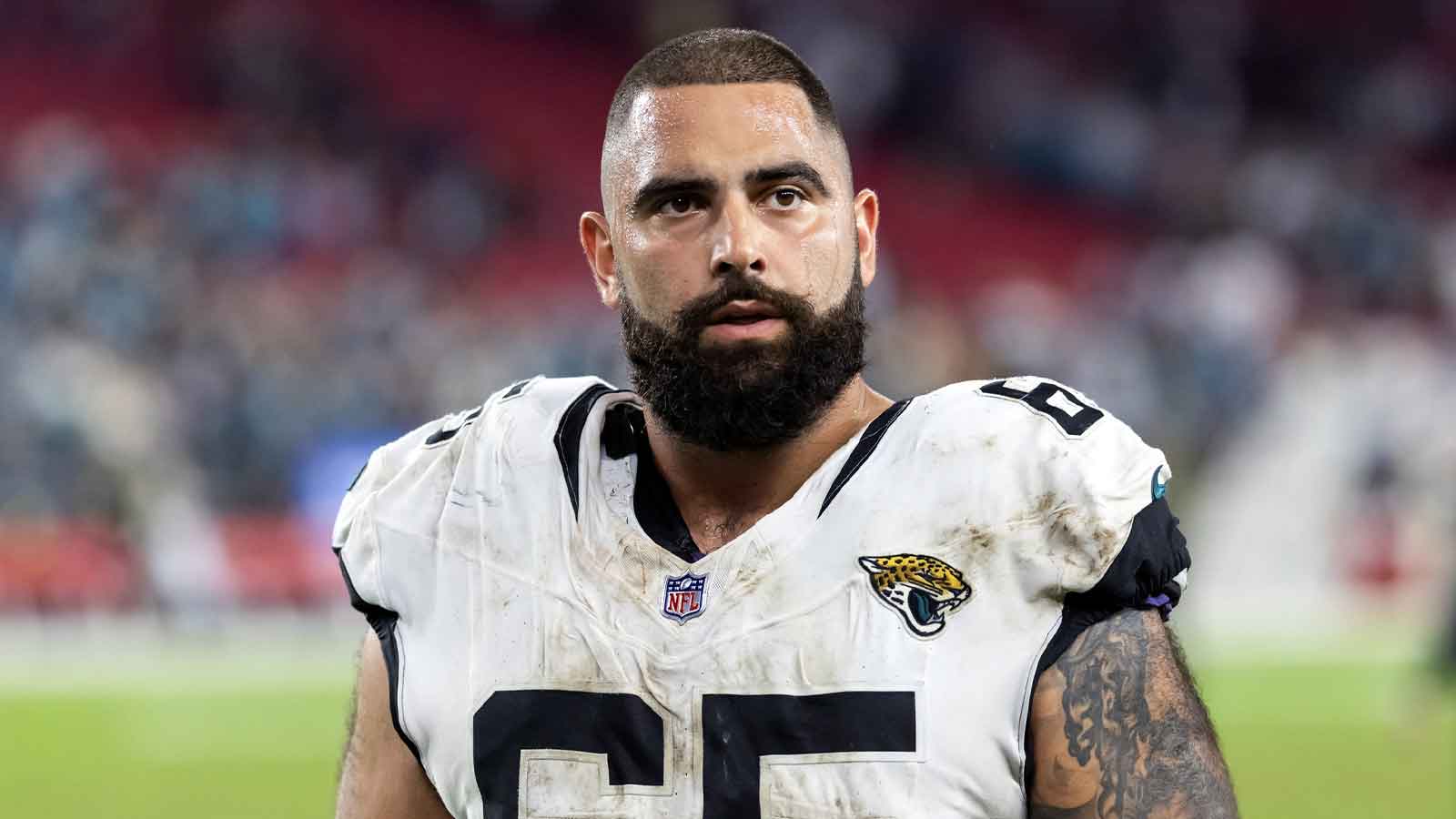 Jacksonville Jaguars offensive lineman Patrick Mekari (65) against the Arizona Cardinals at State Farm Stadium.