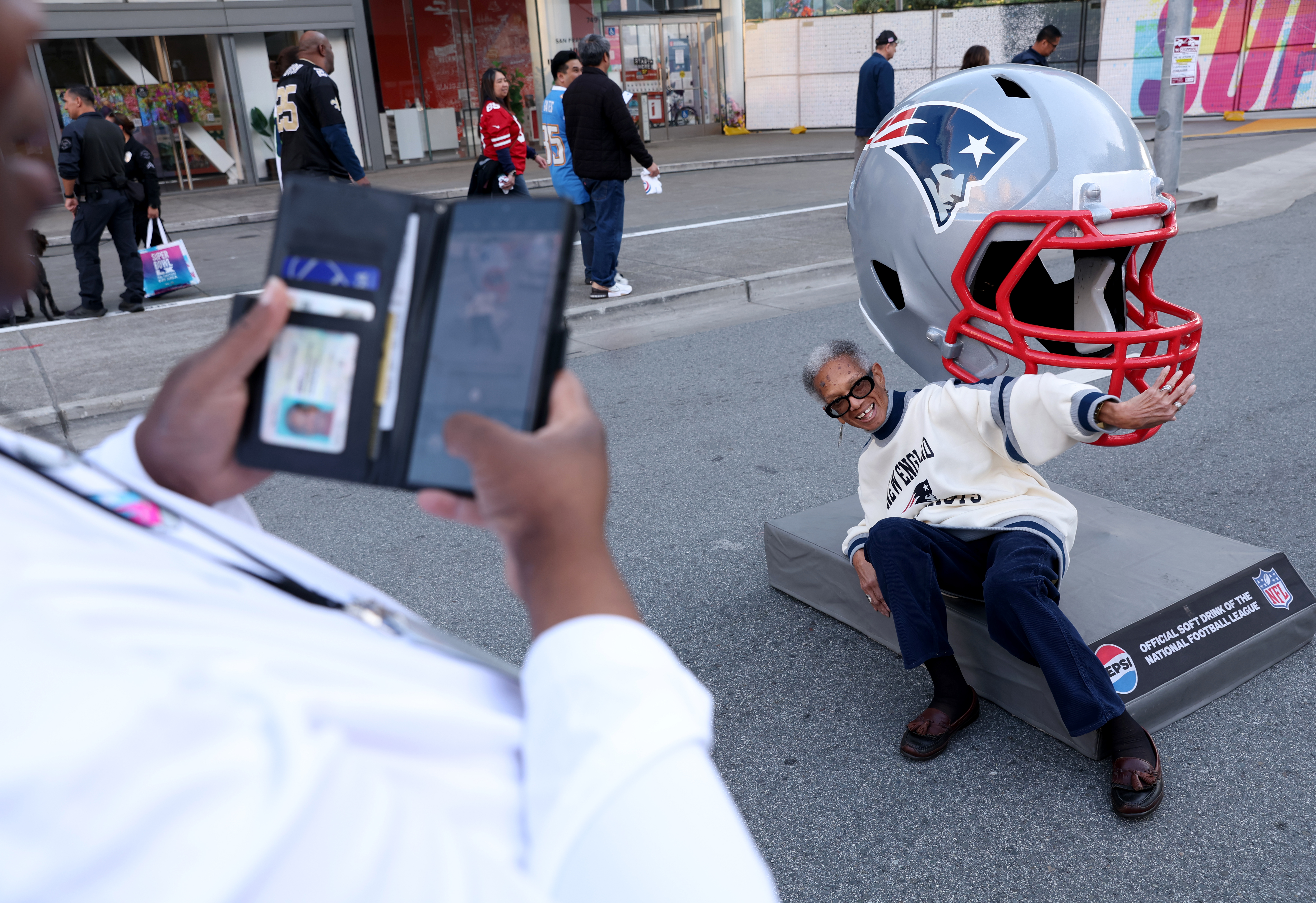 Longtime New England Patriots fan Gerry Grice, of North Carolina,...