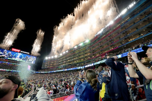 Fireworks light up Levi's Stadium after the Seattle Seahawks 29-13 win over the New England Patriots during Super Bowl 60 at Levi's Stadium in Santa Clara, Calif., on Sunday, Feb. 8, 2026. (Ray Chavez/Bay Area News Group)