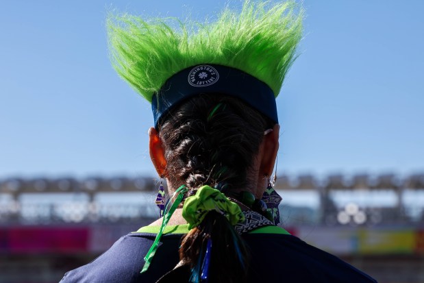 A Seattle Seahawks fan waits for the start of the of Super Bowl 60 against the New England Patriots at Levi's Stadium in Santa Clara, Calif., on Sunday, Feb. 8, 2026. (Ray Chavez/Bay Area News Group)