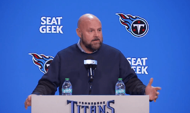 Brian Daboll addresses the Titans' media on Wednesday.