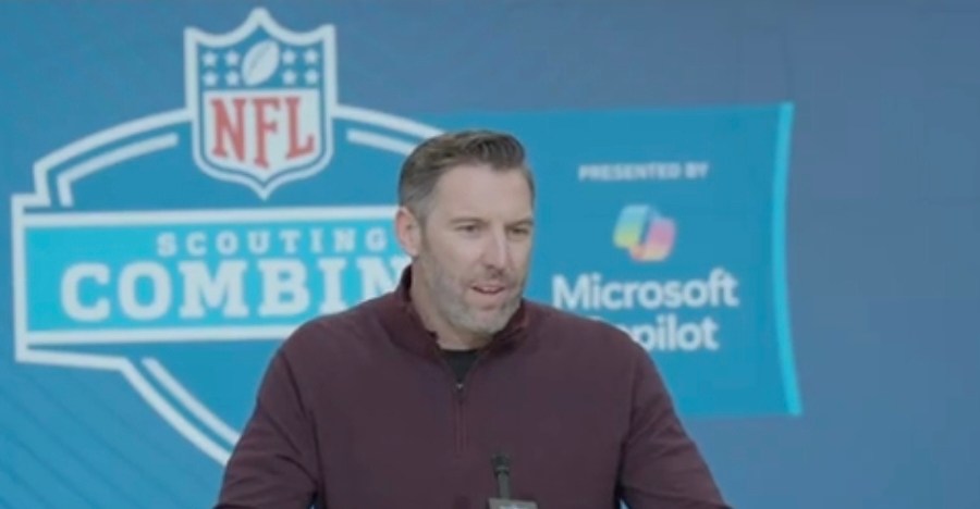 Adam Peters talks about free agency, the draft, Jayden Daniels and more at the Combine