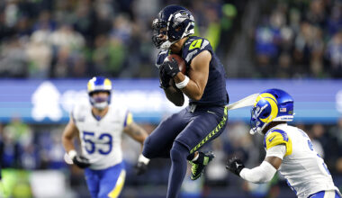 Seattle Seahawks Jaxon Smith-Njigba catch Rams NFC Championship 2026...