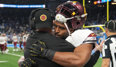 Seattle Seahawks Washington Commanders Bobby Wagner hug 2025 NFC Divisional...