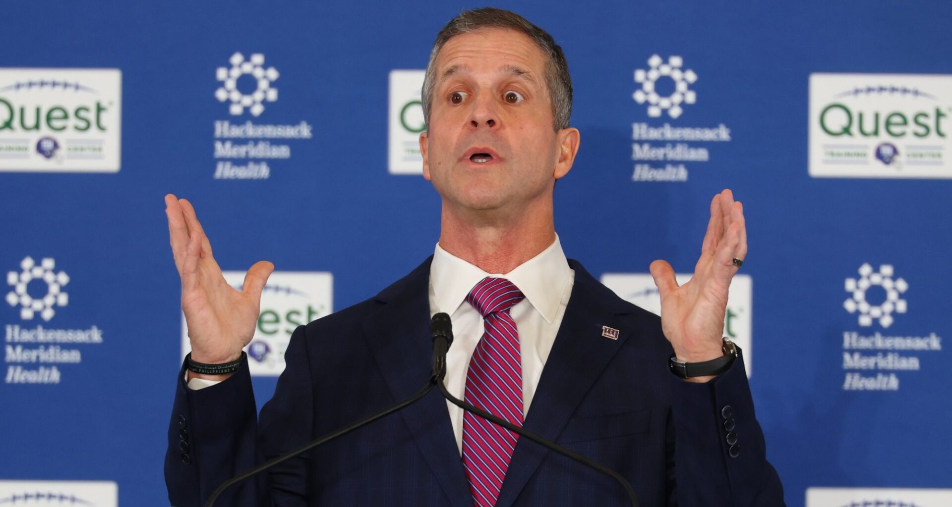 Giants coach John Harbaugh is ready for New York media