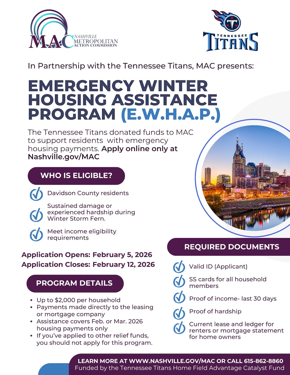 Tennessee Titans donate $250K to support emergency housing assistance program in Nashville