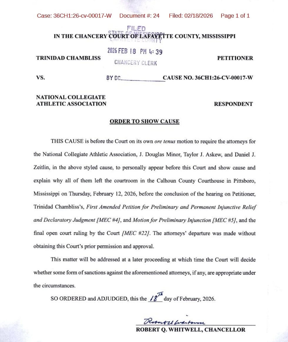 The judge ruled in the hearing Trinidad Chambliss is eligible to play football one more year...