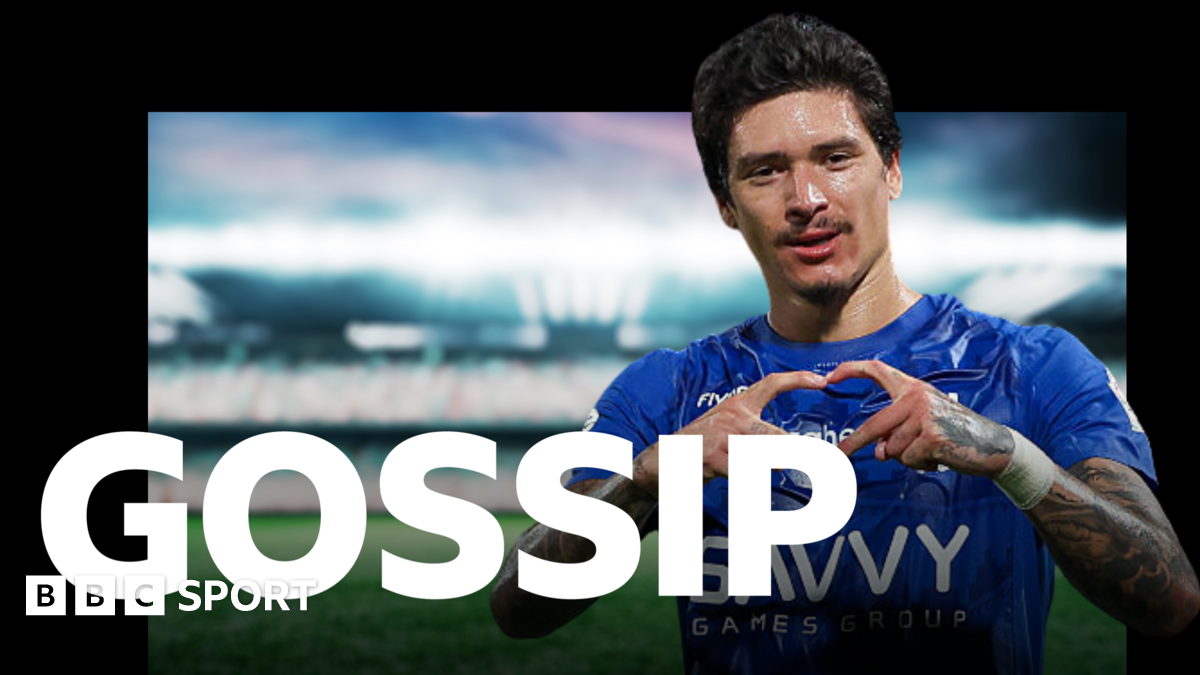 A graphic of Premier League players from every team in the division in 2025-26 season, with the Premier League trophy in front of them.