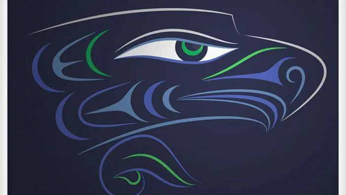 Qwalsius-Shaun Peterson's depiction of the logo, done in a Salish style