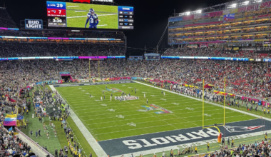 The offensive line that broke the Patriots