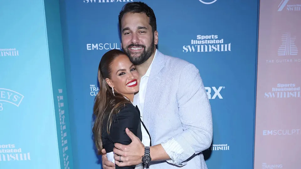Haley Kalil and Matt Kalil at the launch of the Sports Illustrated Swimsuit 2021 Issue in Florida in July 2021.