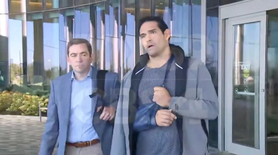 Former NFL Quarterback and FOX Analyst Mark Sanchez is out of the hospital and was booked into the Marion County Jail this morning. He was there to be fingerprinted and have his mugshot taken. (CREDIT: FOX 59) FOX 59