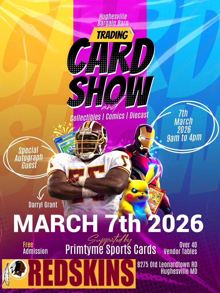 Hughesville bargain barn trading card show with Former Washington Redskins Star Darryl Grant