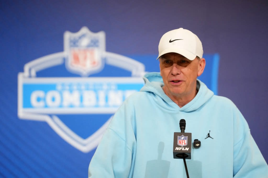 Browns coach Todd Monken speaks during the NFL Scouting Combine. IMAGN IMAGES via Reuters Connect
