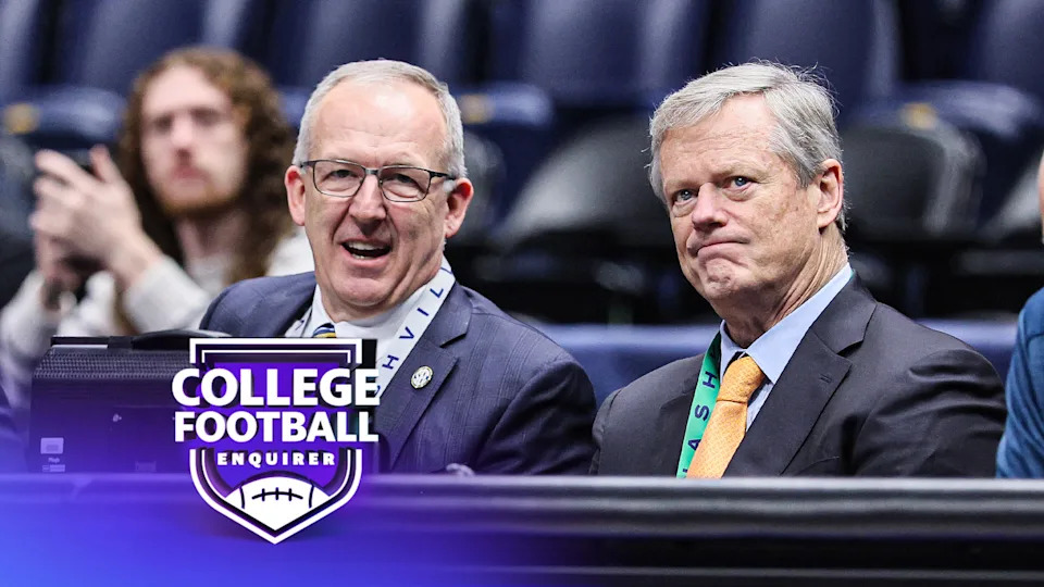 NCAA President Charlie Baker & SEC Commissioner Greg Sankey. Photo by Andy Lyons/Getty Images