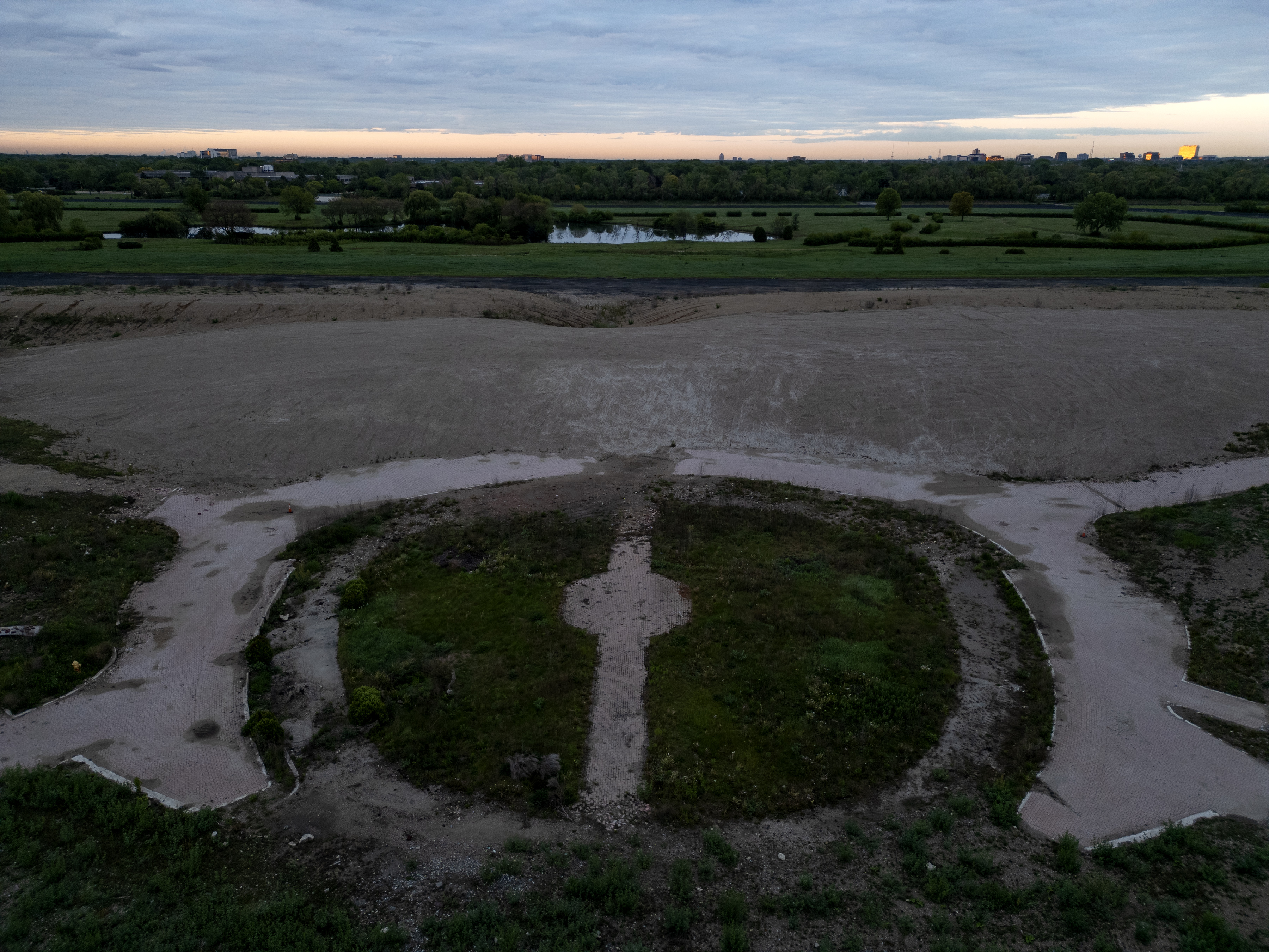 The former paddock is marked by a circle and cross...