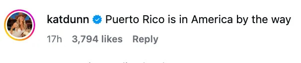 Comment says, "Puerto Rico is in America by the way," with 3,794 likes