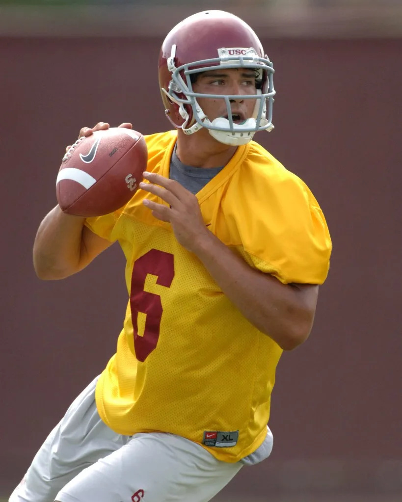 The former USC and Jets quarterback is facing charges for felony battery and three misdemeanors Getty Images