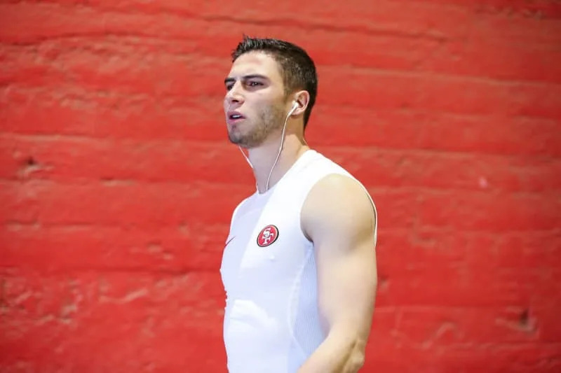 NFL, American Football Herren, USA 2018: San Francisco 49ers vs Los Angeles Rams DEC 30 December 30, 2018 Los Angeles, CA…San Francisco 49ers Max McCaffrey before the NFL San Francisco 49ers vs Los Angeles Rams at the Los Angeles Memorial Coliseum in Los Angeles, Ca on December 30 2018. Jevone Moore Los Angeles CA United States of America EDITORIAL USE ONLY Copyright: xx ZUMA-20181230_zaf_c04_333.jpg JevonexMoorex csmphototwo482731